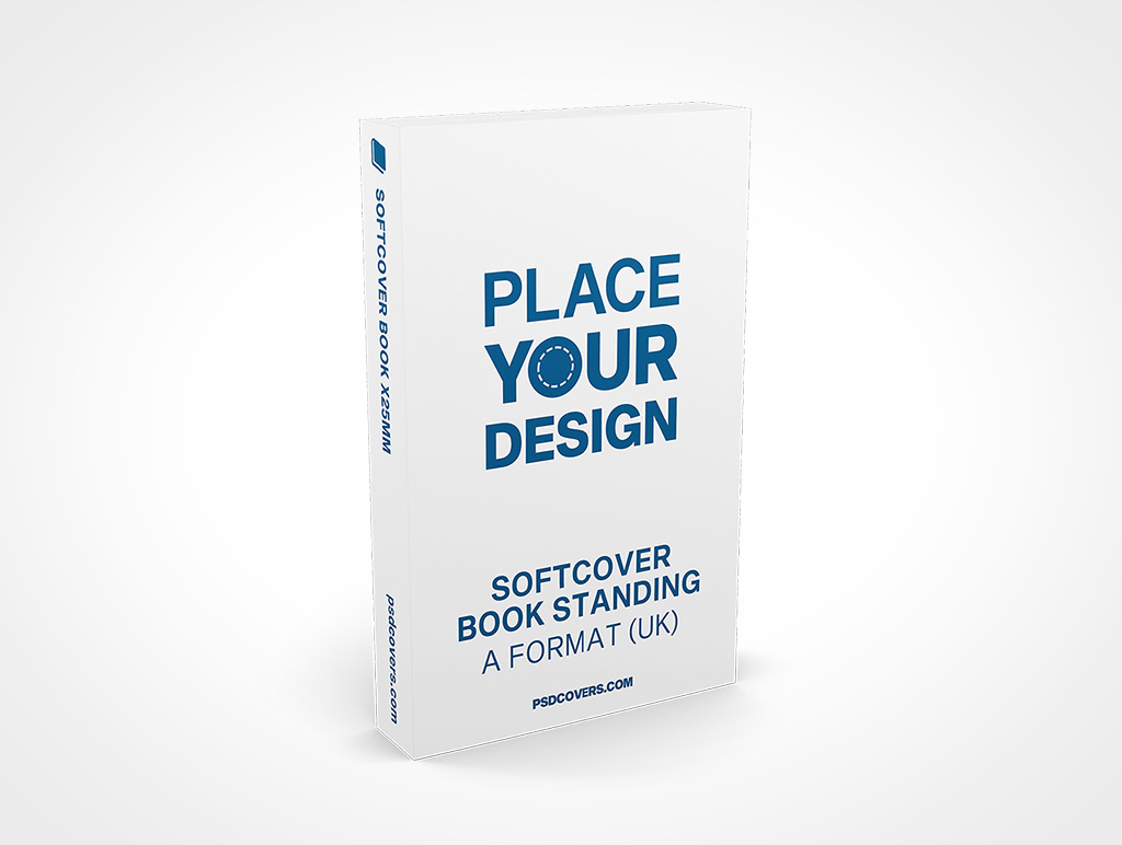 SOFTCOVER BOOK A FORMAT X25MM STANDING MOCKUP
