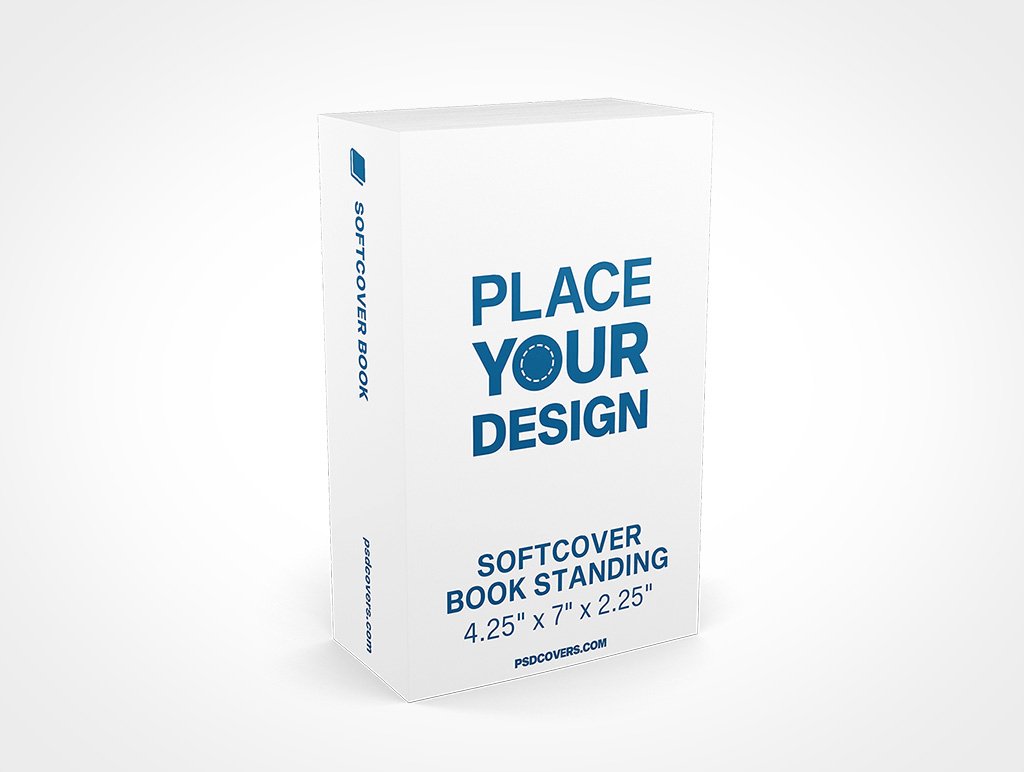 SOFTCOVER BOOK 4 25X7X2 25 STANDING MOCKUP