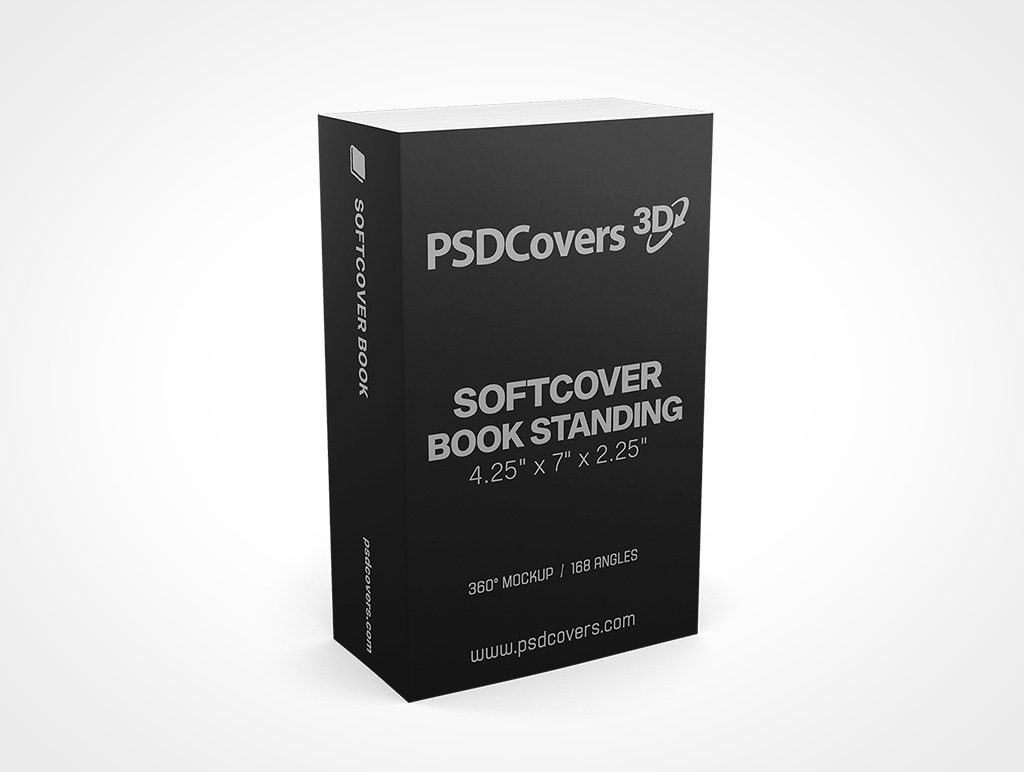 SOFTCOVER BOOK 4 25X7X2 25 STANDING MOCKUP