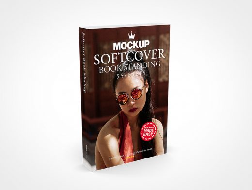 SOFTCOVER BOOK 5 5X8 5X1 25 STANDING MOCKUP