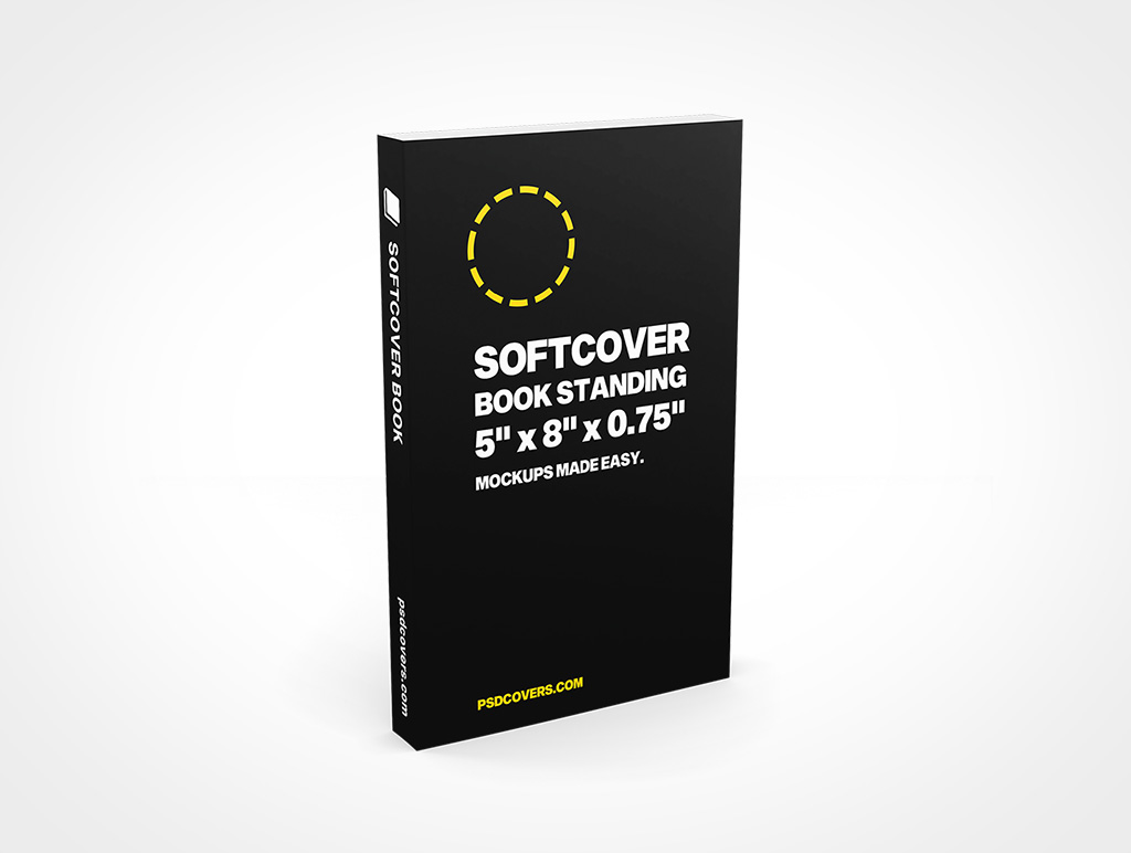 SOFTCOVER BOOK 5X8X0 75 STANDING MOCKUP