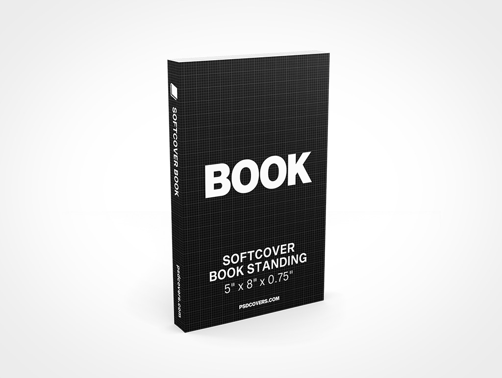 SOFTCOVER BOOK 5X8X0 75 STANDING MOCKUP