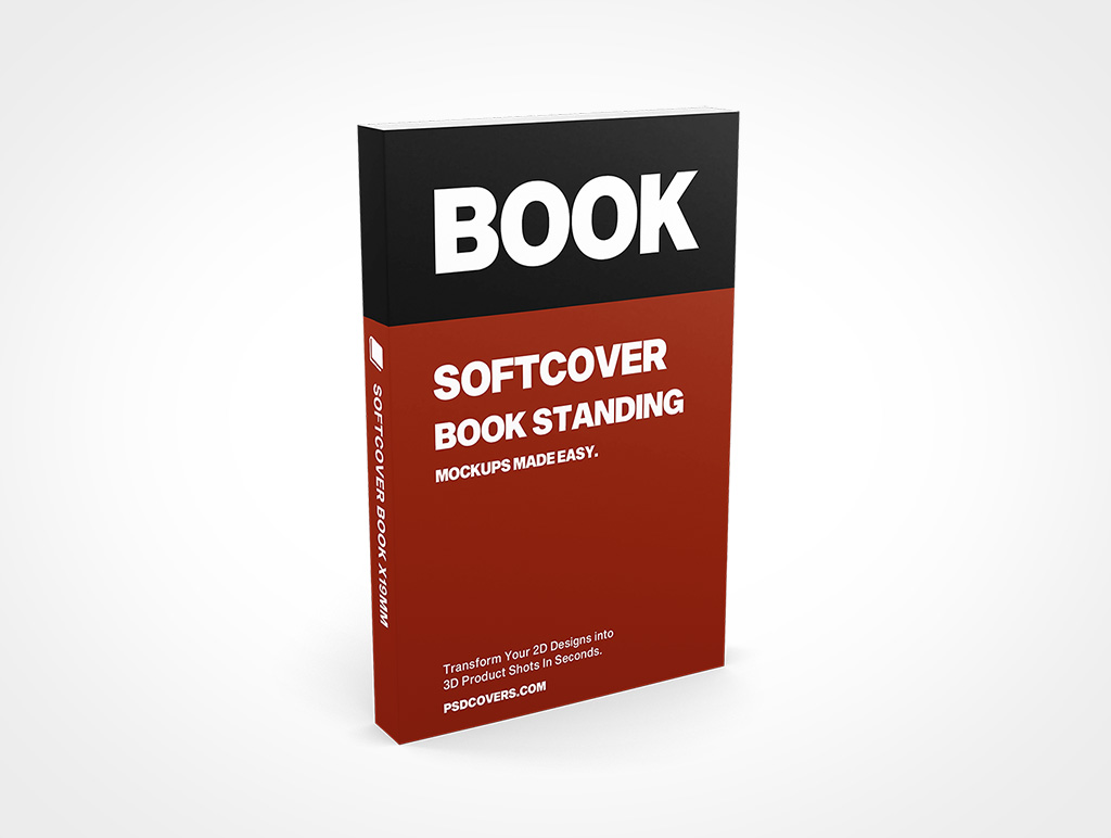 SOFTCOVER BOOK B FORMAT X19MM STANDING MOCKUP