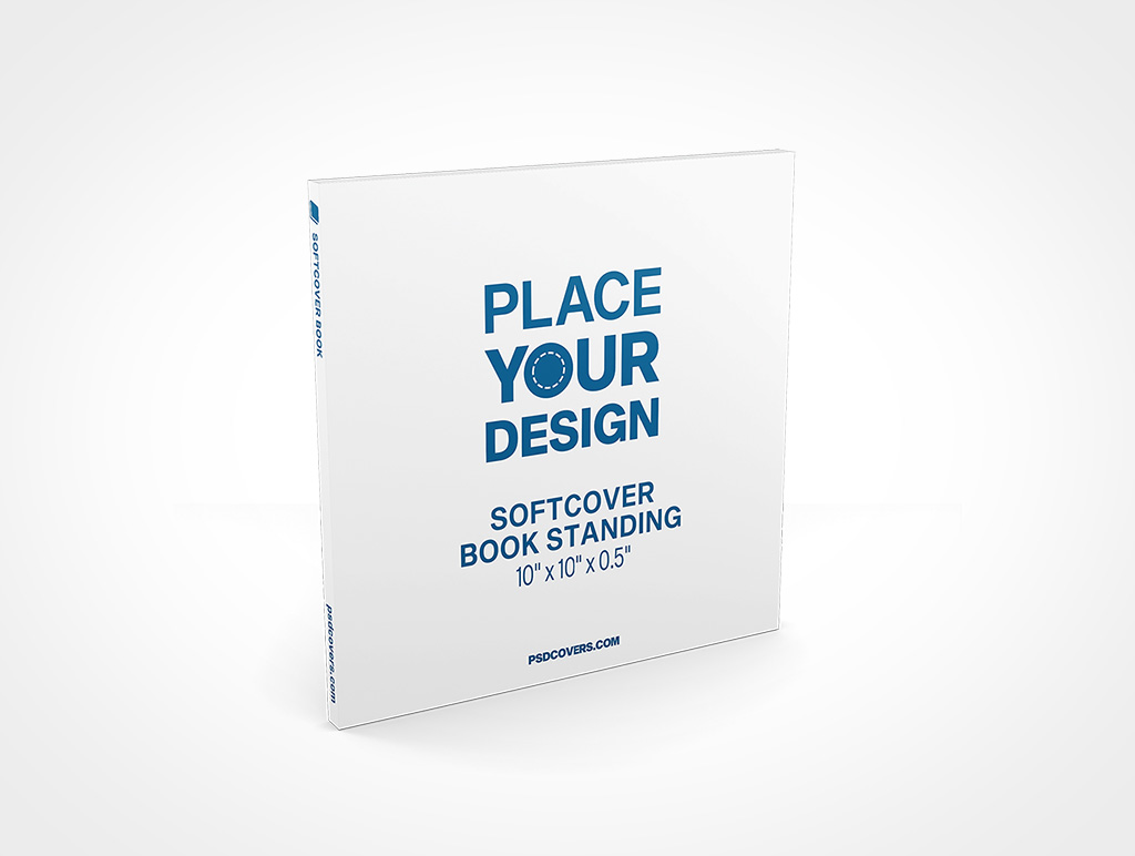 SOFTCOVER BOOK 10X10X0 5 STANDING MOCKUP