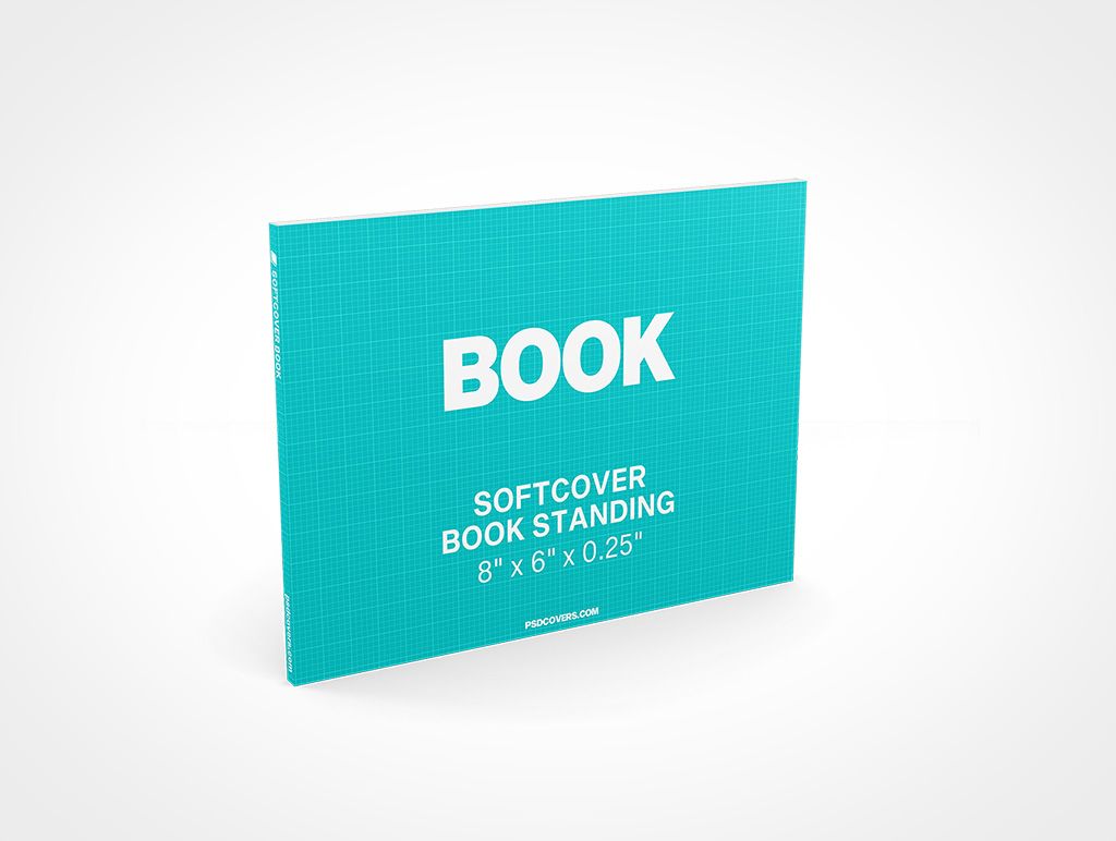 SOFTCOVER BOOK 8X6X0 25 STANDING MOCKUP