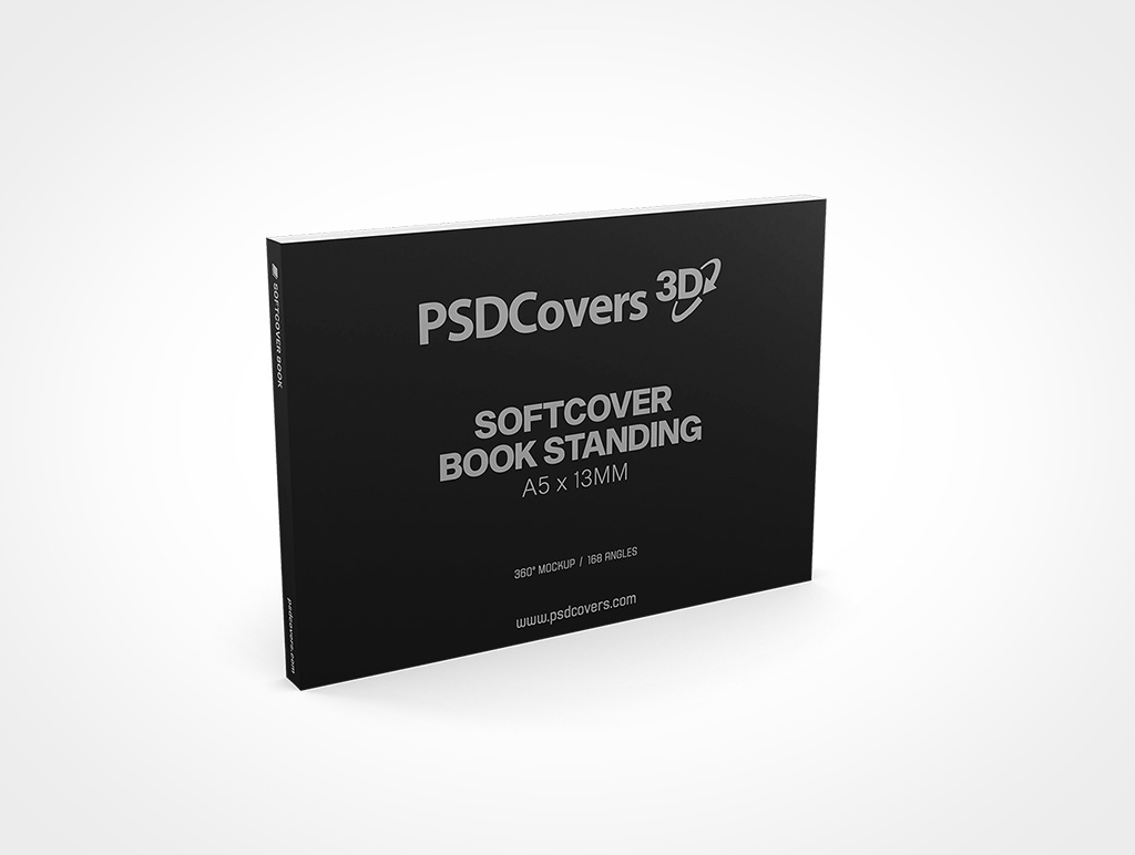 SOFTCOVER BOOK A5 X13MM HORIZONTAL STANDING MOCKUP