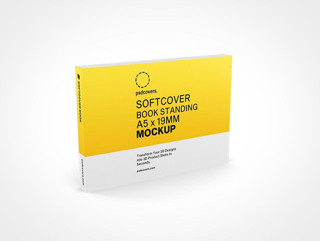 SOFTCOVER BOOK A5 X19MM HORIZONTAL STANDING MOCKUP